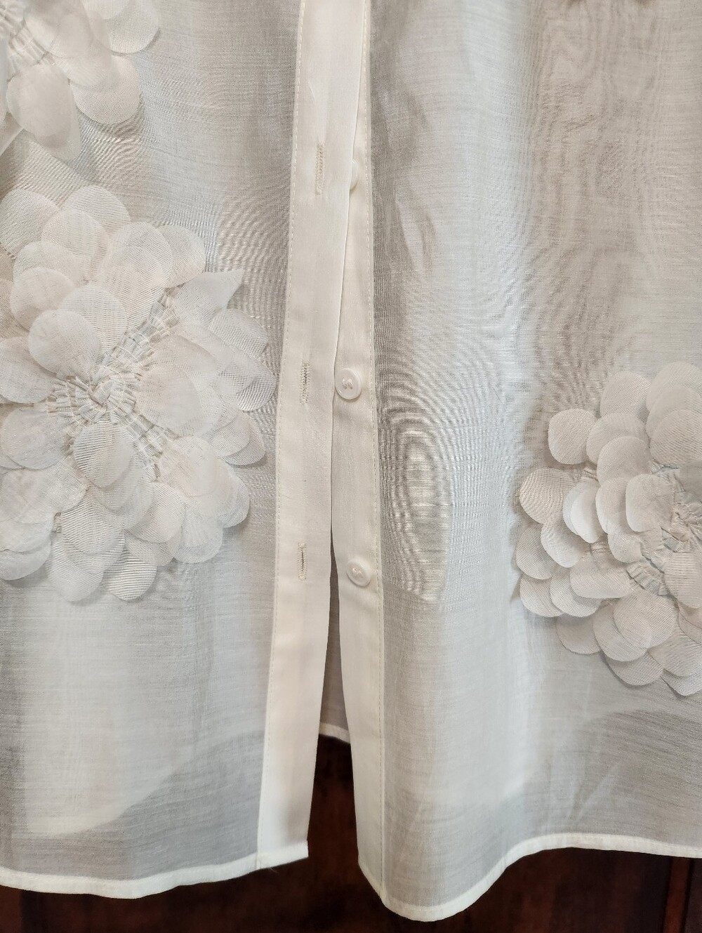 Jessica Liu Emery Blouse with Floral Appliqué In Ivory - Picture 9 of 10